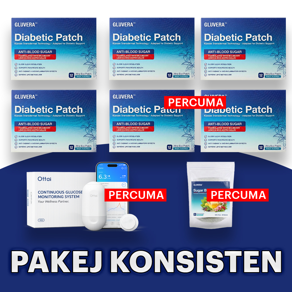 PAKEJ KONSISTEN ( 4 KOTAK + FREE 1 GLUKOS TEST + FREE 2 KOTAK + FREE 1 TEA )